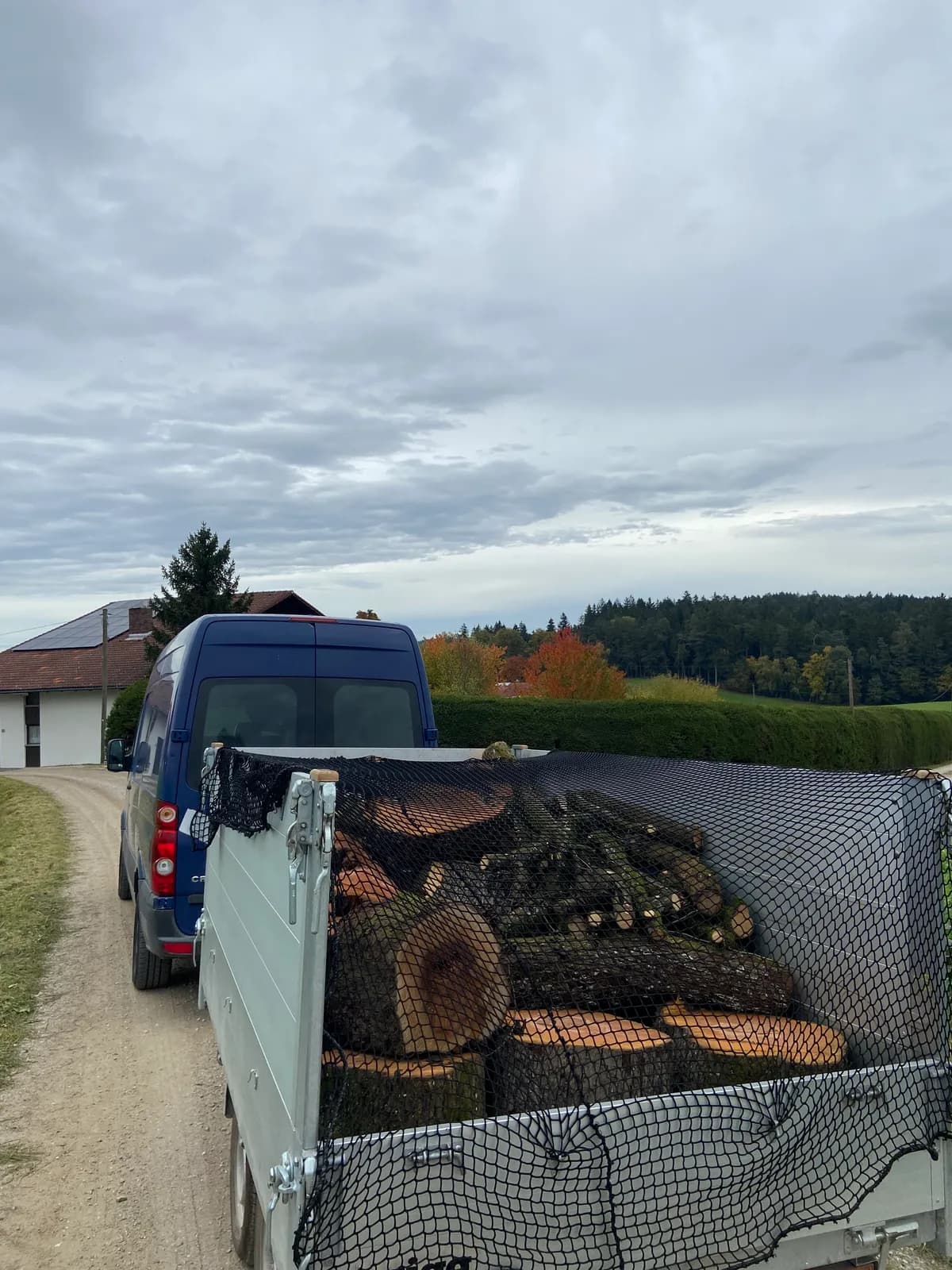 Abtransport von Stammholz und Grüngut auf dem Pritschenwagen
